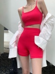 조이얼랏 [블랙/당일발송]SET 스포츠 브라 하이웨이스트 브라탑 크롭... 핫팬츠 투피스 셋업 캐미솔 사이클 바디프로필 폴댄스 필라테스 093022