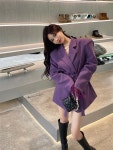조이얼랏 [블랙/당일발송]퍼플 보라/블랙 매니쉬 오버핏 스트랩 허리벨트 자켓 블레이저 JK 꾸꾸 결혼식 하객룩/데이트룩/ 봄 가을 신상 230008