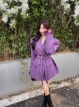 조이얼랏 [블랙/당일발송]퍼플 보라/블랙 매니쉬 오버핏 스트랩 허리벨트 자켓 블레이저 JK 꾸꾸 결혼식 하객룩/데이트룩/ 봄 가을 신상 230008