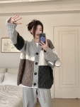 조이얼랏 [해외] 샤론 빈티지 스트라이프 패치 오버핏 루즈핏 니트 가디건 스웨터 봄 가을 겨울 데일리룩
