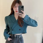 조이얼랏 꾸안꾸 심플 화이트 투버튼 크롭 캐주얼 세미 정장 자켓 230029