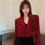 조이얼랏 꾸안꾸 심플 화이트 투버튼 크롭 캐주얼 세미 정장 자켓 230029