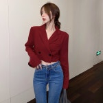 조이얼랏 꾸안꾸 심플 화이트 투버튼 크롭 캐주얼 세미 정장 자켓 230029