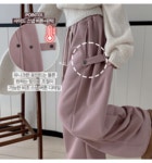 더핑크 [11컬러!/한파템/핏존예] 네디 옆핀턱 비조 스냅 밴딩 기모 와이드 트레이닝 팬츠 (11color)