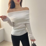 레이디무브 글램 잔 골지 오프숄더 슬림핏 니트 티셔츠 3color 레이디무브 글램 잔 골지  오프숄더 슬림핏 니트 티셔츠 3color