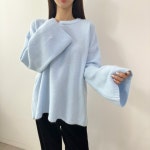 레이디무브 5color 부드러운 소프트 데일리 파스텔 여리여리 오버핏 롱 니트 티셔츠