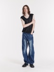 [르수기아뜰리에]Curved Silhouette Denim Pants (Blue) / Blue [W CONCEPT]
