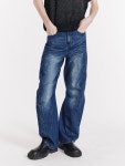 [르수기아뜰리에]Curved Silhouette Denim Pants (Blue) / Blue [W CONCEPT]