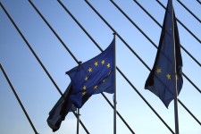 EU flags | in front of suspension bars of a highway bridge i… | Flickr EU flags