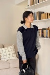 마니로 셔츠배색 니트 PLUS핏 빅사이즈여성쇼핑몰 로로텐