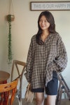 비오빅 루즈 체크남방 로로텐 빅사이즈 여성의류 쇼핑몰