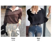 르떼 배색카라 티