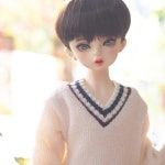 MSD 배색시보리브이넥니트 아이보리 - (주) 루츠돌 MSD 배색시보리브이넥니트 아이보리