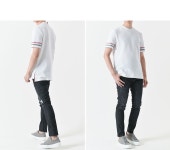 MJS204A J0046 100_THOM BROWNE 톰브라운 MJS204A 텍스처 코튼 반팔티셔츠(화이트) MJS204A J0046 100