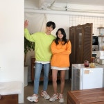 밑단 스트링 오버핏 맨투맨 맨투맨 훈스 밑단 스트링 오버핏 맨투맨