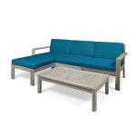 Must Have Great Deal Furniture Alice Outdoor Acacia Wood Loveseat, Brushed Gray and Light Gray from Great Deal Furniture | IBT... 