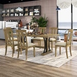 Best Selling Tiokop Table & Chair 7-Piece, 78 Retro Style Wood Rectangular Table, Wooden 6 Cushioned Chairs, Kitchen Family... 