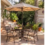 Walker Edison Crosswinds 7 Piece Acacia Patio Dining Set W/ 55 X 35 Inch Extension Table & Natural Cushions By - OW7XBDBR | IBT... 