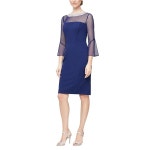 Alex Evenings Short Shift Dress with Beaded Illusion Neckline and Bell Sleeves | Zappos.com Alex Evenings Short Shift Dress with... 