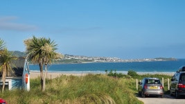 Great view and incredible sunset from the front lawn and if it rains, from inside the cottage - Review of Toms Holidays, Hayle... 