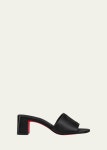 Christian Louboutin Leather Logo Red Sole Mule Sandals - Bergdorf Goodman Christian Louboutin Leather Logo Red Sole Mule Sandals