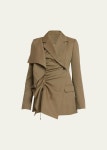 BESFXXK Micro Houndstooth Ruffle-Trim Drawcord Blazer - Bergdorf Goodman BESFXXK Micro Houndstooth Ruffle-Trim Drawcord Blazer