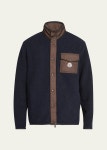 Moncler Mens Contrast-Trim Fleece Jacket - Bergdorf Goodman Moncler Mens Contrast-Trim Fleece Jacket
