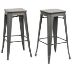 Noble House Heffley Contemporary Wood Barstool in Walnut and Black (Set of 2) | AccuWeather Shop Noble House Noble House Heffley... 