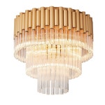 Lighting | 5 Light Gold Flush Ceiling Light with Decorative Glass Rods | Harper Living