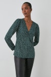Tops | Green Spot Ruched Front Top | Principles