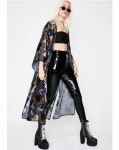 Leopard Silk Longline Kimono | Dolls Kill Animal Attraction Silky Kimono
