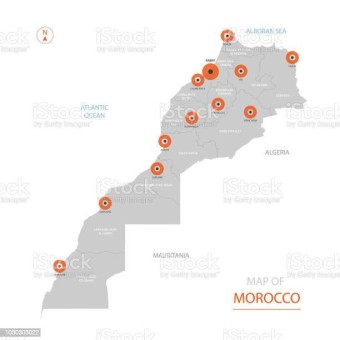 모로코 지도 행정 구역입니다 모로코에 대한 스톡 벡터... 이미지 - 모로코, 지도, 0명 - iStock Stylized vector Morocco map...