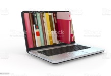 디지탈 도서실도 책에 대한 스톡 사진 및 기타 이미지 - iStock Digital library e-books in laptop computer.