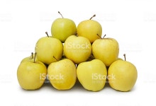 노란색 사과나무 골든딜리셔스에 대한 스톡 사진 및 기타 이미지 - iStock Pyramid of apples isolated on a white background
