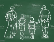 패밀리하이킹데이트립 하이킹에 대한 스톡 벡터 아트 및 기타 이미지 - iStock Family with two kids and father out for a hike