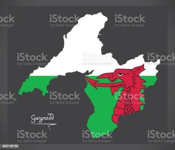 웨일스어 국기 일러스트 Gwynedd 웨일즈 지도 귀네드에 대한 스톡 벡터 아트 및 기타 이미지 - iStock Gwynedd Wales map with Welsh national flag illustration