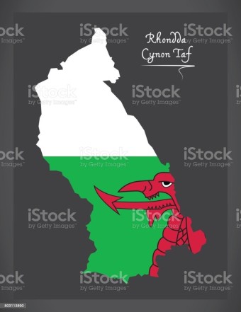 Rhondda Cynon Taf 웨일즈 지도 웨일스어 국기 일러스트 0명에 대한 스톡 벡터 아트 및 기타 이미지 - iStock Rhondda Cynon Taf Wales map with Welsh national flag illustration