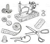 벡터 잉크 손으로 그린 스타일 바느질 키트 재봉틀에 대한 스톡 벡터 아트 및 기타 이미지 - iStock Vector ink hand drawn... 