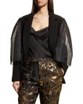 Libertine Gothic Parade Crystal Tulle-Sleeve Blazer