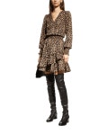 Santorelli Sammi Ruched Long-Sleeve Dress | Neiman Marcus