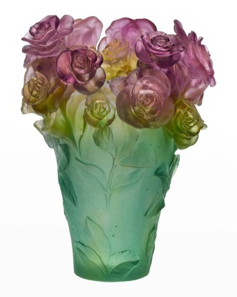 Daum Rose Passion Medium Pink/Green Vase | Neiman Marcus Daum Rose Passion Medium Pink/Green Vase