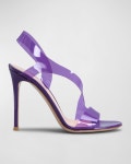 Gianvito Rossi 105mm Asymmetrical Plexi Stretch Sandals | Neiman Marcus Gianvito Rossi 105mm Asymmetrical Plexi Stretch Sandals