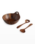 Nambe Portables Wood Salad Bowl with Servers | Neiman Marcus Nambe Portables Wood Salad Bowl with Servers