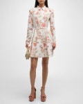 Giambattista Valli Floral-Print Lace-Insert Mini Shirtdress | Neiman Marcus Giambattista Valli Floral-Print Lace-Insert Mini... 