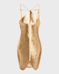 Cult Gaia Mara Draped Silk Fringe Mini Halter Dress | Neiman Marcus Cult Gaia Mara Draped Silk Fringe Mini Halter Dress