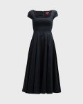 Staud Wells Short-Sleeve Fit & Flare Poplin Midi Dress | Neiman Marcus Staud Wells Short-Sleeve Fit & Flare Poplin Midi Dress