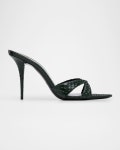 Saint Laurent Kirat Snake Mule Sandals | Neiman Marcus Saint Laurent Kirat Snake Mule Sandals