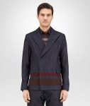 Bottega Veneta® - 다크 네이비 데님 니들 펀치 디테일 재킷  Bottega Veneta® - 다크 네이비 데님 니들 펀치 디테일 재킷