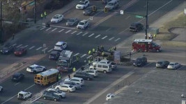 Cherry Creek school bus involved in 4-vehicle crash where SUV rolled over