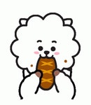 Bt21 Rj Sticker - Bt21 Rj Eating Bread - GIF 탐색 및 공유